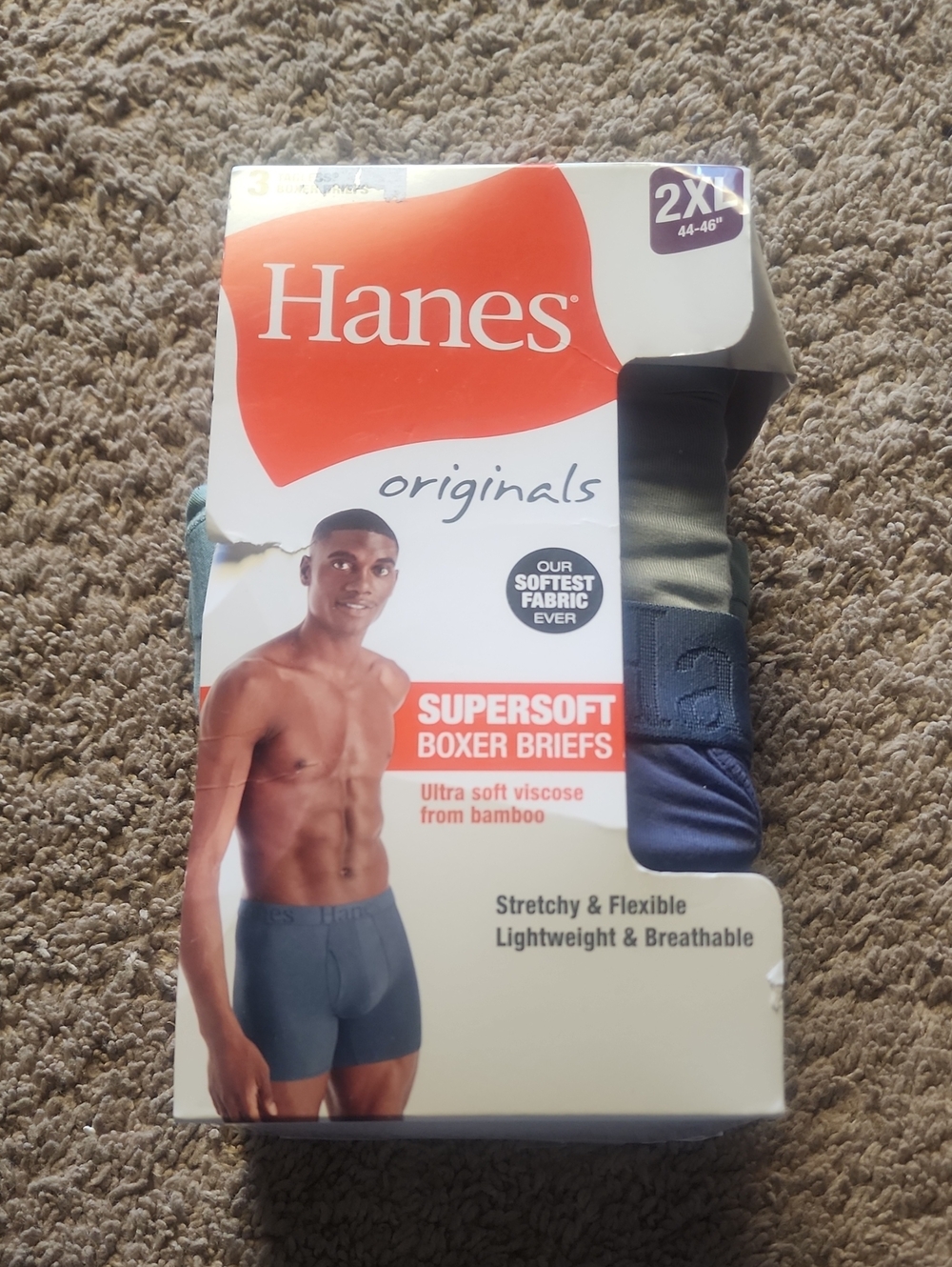 Hanes Supersoft Boxer Briefs Pack - Blue and Gray Size 2XL (44-46)
